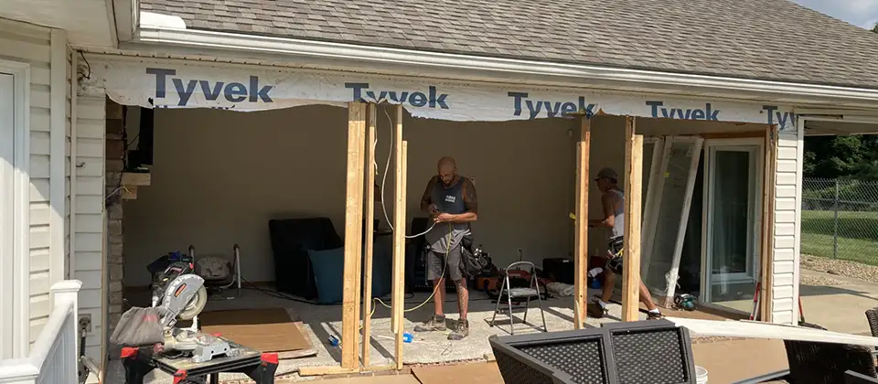 patio door being installed by Medina Patio Doors